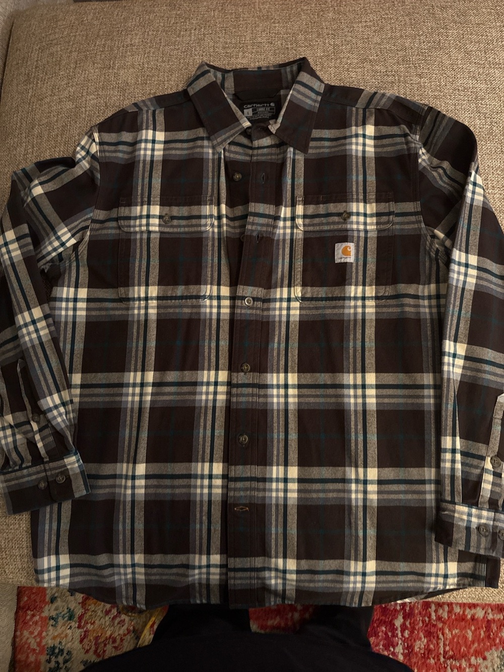 Carhartt Men's Hubbard Loose Fit Long-Sleeve Plaid Flannel Shirt